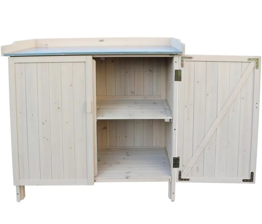 Habau Zubehör & Ausstattung - Gartentisch Lino mit Unterschrank, ca. B98/H95/T48 cm Hellgrau