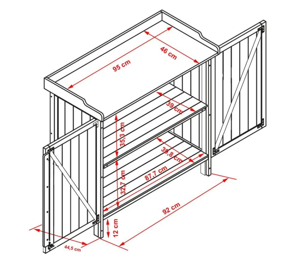 Habau Gartenschränke & Minigaragen - Gartentisch mit Unterschrank, ca. B98/H95/T48 cm Hellbraun