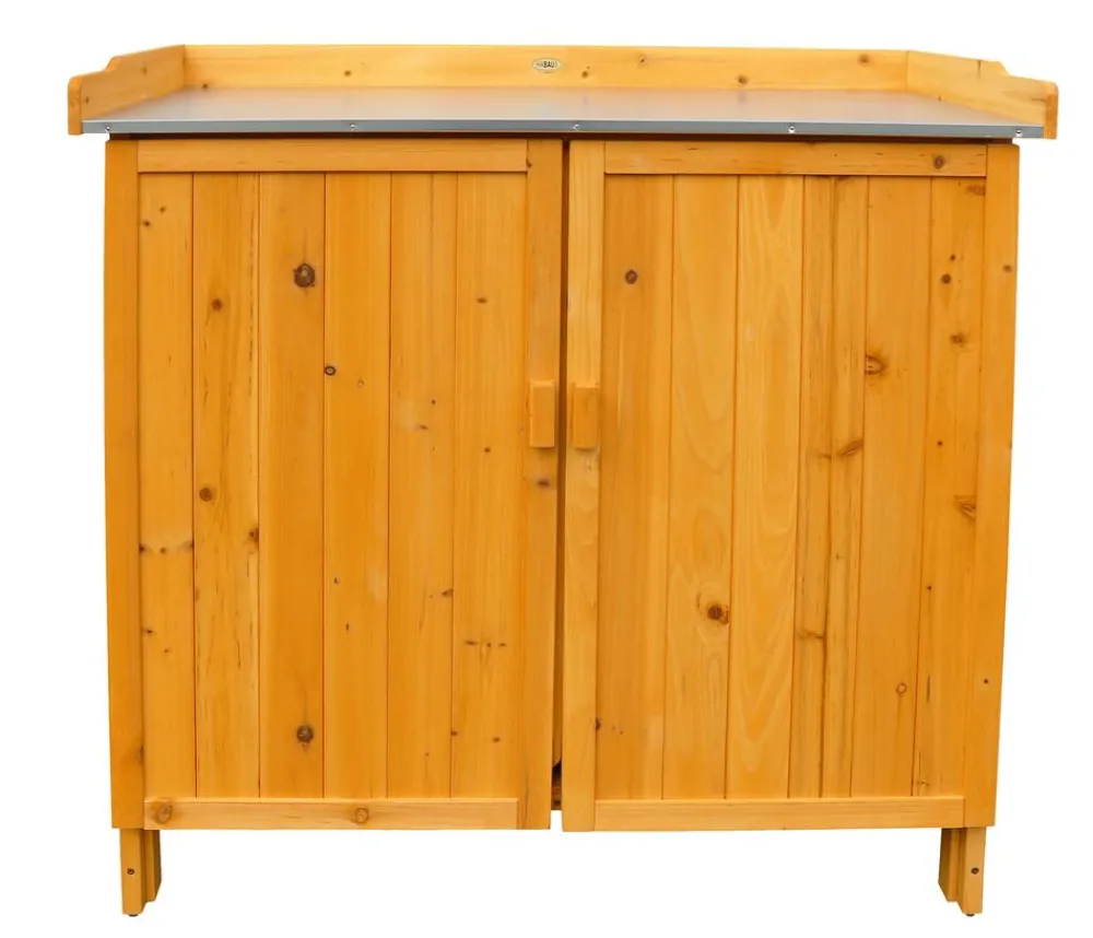 Habau Gartenschränke & Minigaragen - Gartentisch mit Unterschrank, ca. B98/H95/T48 cm Hellbraun