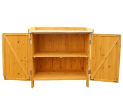 Habau Gartenschränke & Minigaragen - Gartentisch mit Unterschrank, ca. B98/H95/T48 cm Hellbraun