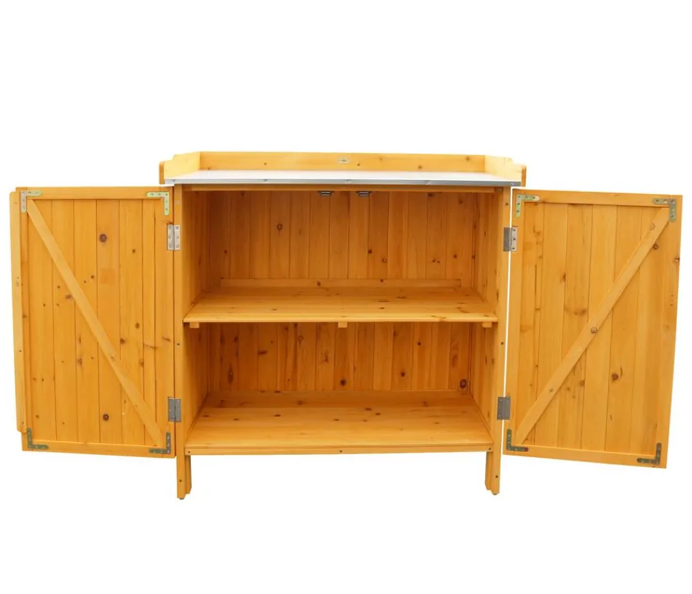Habau Gartenschränke & Minigaragen - Gartentisch mit Unterschrank, ca. B98/H95/T48 cm Hellbraun