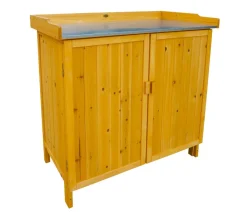Habau Gartenschränke & Minigaragen - Gartentisch mit Unterschrank, ca. B98/H95/T48 cm Hellbraun