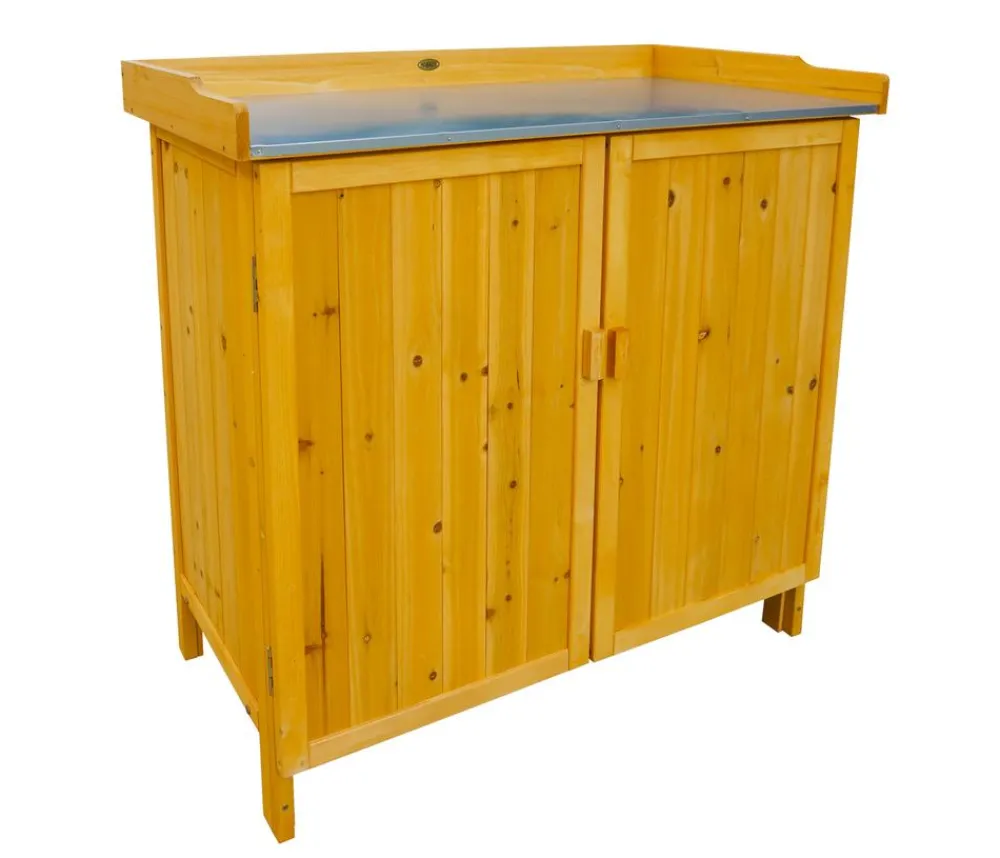 Habau Gartenschränke & Minigaragen - Gartentisch mit Unterschrank, ca. B98/H95/T48 cm Hellbraun