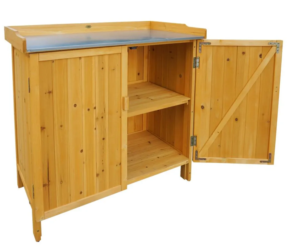 Habau Gartenschränke & Minigaragen - Gartentisch mit Unterschrank, ca. B98/H95/T48 cm Hellbraun