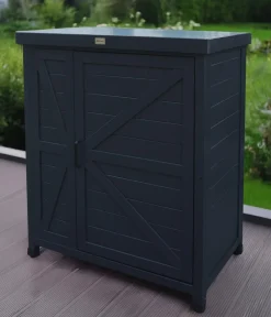 Habau Holz-Gartenschrank Logan, , ca. B80/H91/T45 cm Anthrazit New