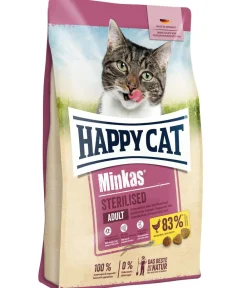 Happy Cat Trockenfutter für Katzen Minkas Sterilised, Geflügel, 10 kg Discount