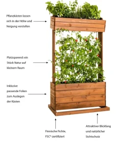 Hecht Holz-Hochbeet Cube 2, , ca. B82/H145/T50 cm Braun Best