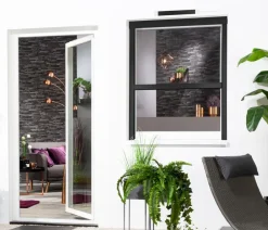 Hecht Insektenschutz & Fallen - Insektenschutzrollo elektrisch, inkl. Solarpanel, ca. B130/H160 cm Anthrazit