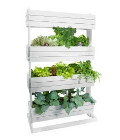 Hecht Vertikales Holz-Hochbeet Cube 4, ca. B82/H145/T50 cm Weiß Outlet