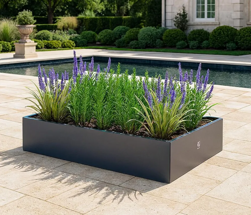 Herstera Pflanzkübel & Blumenkästen - Metall-Pflanzkasten Cube Edge, rechteckig, , ca. B1 Anthrazit
