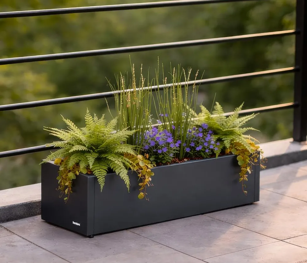 Herstera Metall-Pflanzkasten Cube Balcony, rechteckig, Anthrazit Clearance