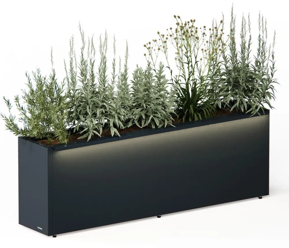 Herstera Pflanzkübel & Blumenkästen - Metall-Pflanzkasten Cube Balcony, rechteckig, Anthrazit
