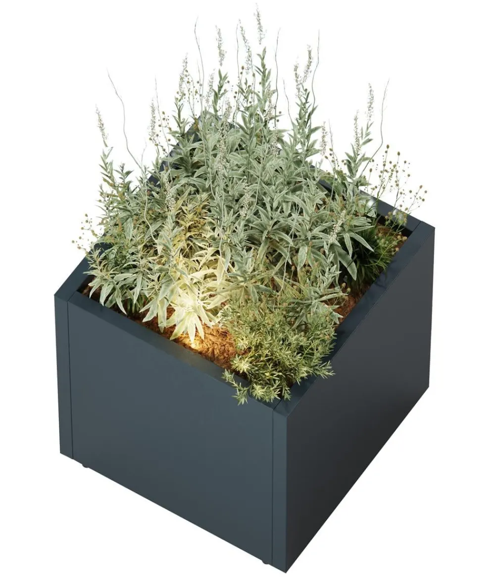 Herstera Metall-Pflanzkasten Cube LED, quadratisch, Anthrazit Best