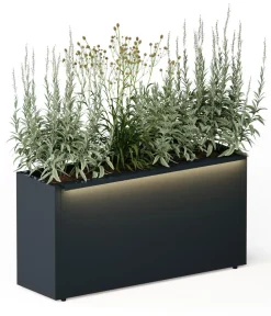 Herstera Pflanzkübel & Blumenkästen - Metall-Pflanzkasten Cube LED, rechteckig, Anthrazit