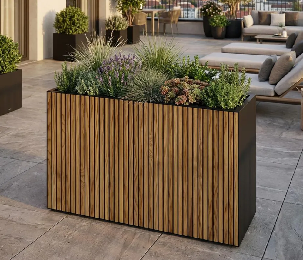 Herstera Pflanzkübel & Blumenkästen > Metall-Raumtrenner Deco Planter, rechteckig, /natur