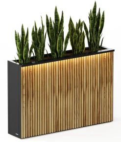 Herstera Pflanzkübel & Blumenkästen > Metall-Raumtrenner Deco Planter LED, rechteckig, /natur