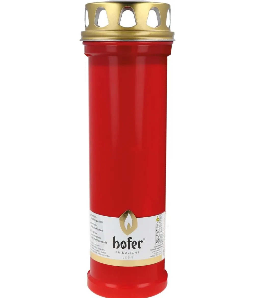 Hofer Grabkerze Riesenbrenner mit Deckel, Rot Outlet