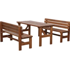 Fun Star 3-Sitzer Gartenbänke|Gartenbänke Holz - Holzbank Tessin, 3-Sitzer Braun