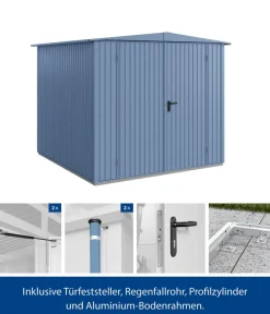 Hörmann Gartenhäuser & Gerätehäuser - Berry-Gerätehaus Classic-S Typ 2, ca. B258,8/H216/T247,7 cm Taubenblau