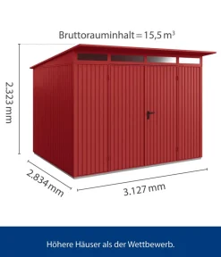 Hörmann Gartenhäuser & Gerätehäuser > Berry-Gerätehaus Classic-P Typ 3, ca. B312,7/H232,3/T283,4 cm