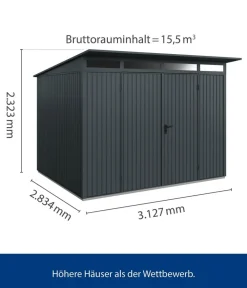Hörmann Gartenhäuser & Gerätehäuser > Berry-Gerätehaus Classic-P Typ 3, ca. B312,7/H232,3/T283,4 cm