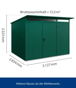 Hörmann Gartenhäuser & Gerätehäuser > Berry-Gerätehaus Classic-P Typ 3, ca. B312,7/H232,3/T283,4 cm