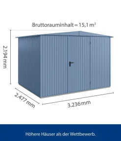 Hörmann Gartenhäuser & Gerätehäuser - Berry-Gerätehaus Classic-S Typ 3, ca. B323,6/H219,4/T247,7 cm Weißaluminium