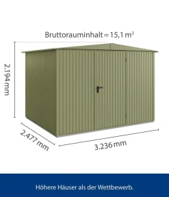 Hörmann Gartenhäuser & Gerätehäuser - Berry-Gerätehaus Classic-S Typ 3, ca. B323,6/H219,4/T247,7 cm Quarzgrau