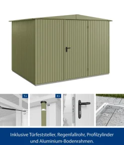 Hörmann Berry-Gerätehaus Classic-S Typ 3, ca. B323,6/H219,4/T247,7 cm Schilfgrün Best