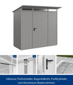 Hörmann Gartenhäuser & Gerätehäuser - Berry-Gerätehaus Classic-P Typ 1, ca. B247,9/H228,6/T153 cm Taubenblau