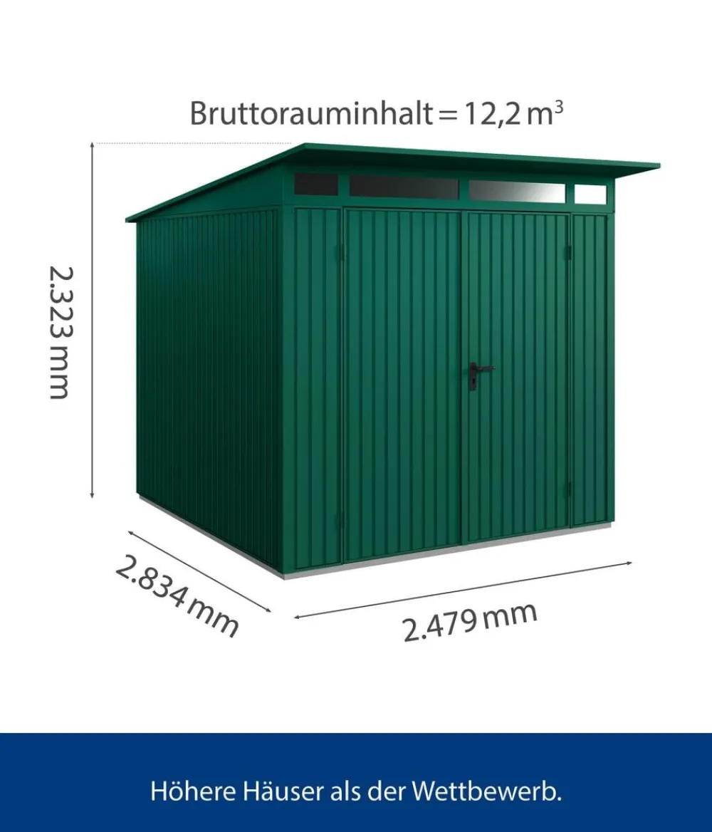 Hörmann Berry-Gerätehaus Classic-P Typ 2, ca. B247,9/H232,3/T283,4 cm Moosgrün Online