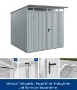 Hörmann Berry-Gerätehaus Classic-P Typ 2, ca. B247,9/H232,3/T283,4 cm Fenstergrau Outlet