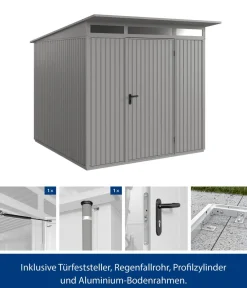 Hörmann Gartenhäuser & Gerätehäuser - Berry-Gerätehaus Classic-P Typ 2, ca. B247,9/H232,3/T283,4 cm Graualuminium
