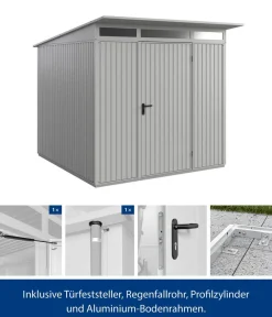 Hörmann Gartenhäuser & Gerätehäuser - Berry-Gerätehaus Classic-P Typ 2, ca. B247,9/H232,3/T283,4 cm Weißaluminium