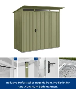 Hörmann Berry-Gerätehaus Classic-P Typ 1, ca. B247,9/H228,6/T153 cm Schilfgrün New