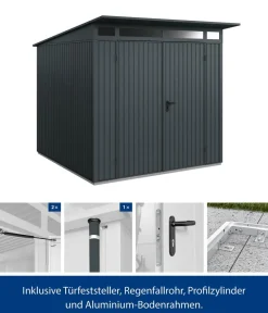 Hörmann Gartenhäuser & Gerätehäuser - Berry-Gerätehaus Classic-P Typ 2, ca. B247,9/H232,3/T283,4 cm Anthrazit