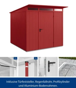 Hörmann Gartenhäuser & Gerätehäuser - Berry-Gerätehaus Classic-P Typ 2, ca. B247,9/H232,3/T283,4 cm Purpurrot