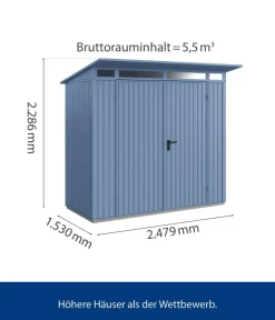 Hörmann Gartenhäuser & Gerätehäuser > Berry-Gerätehaus Classic-P Typ 1, ca. B247,9/H228,6/T153 cm