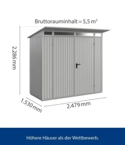 Hörmann Gartenhäuser & Gerätehäuser - Berry-Gerätehaus Classic-P Typ 1, ca. B247,9/H228,6/T153 cm Schilfgrün