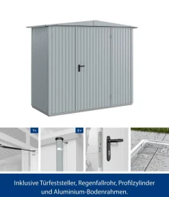 Hörmann Gartenhäuser & Gerätehäuser - Berry-Gerätehaus Classic-S Typ 1, ca. B258,8/H216/T121,3 cm Fenstergrau