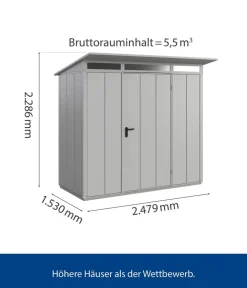 Hörmann Gartenhäuser & Gerätehäuser > Berry-Gerätehaus Modern-P Typ 1, ca. B247,9/H228,6/T153 cm