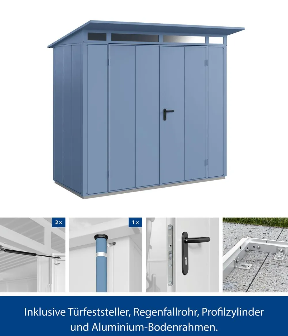 Hörmann Berry-Gerätehaus Modern-P Typ 1, ca. B247,9/H228,6/T153 cm Taubenblau