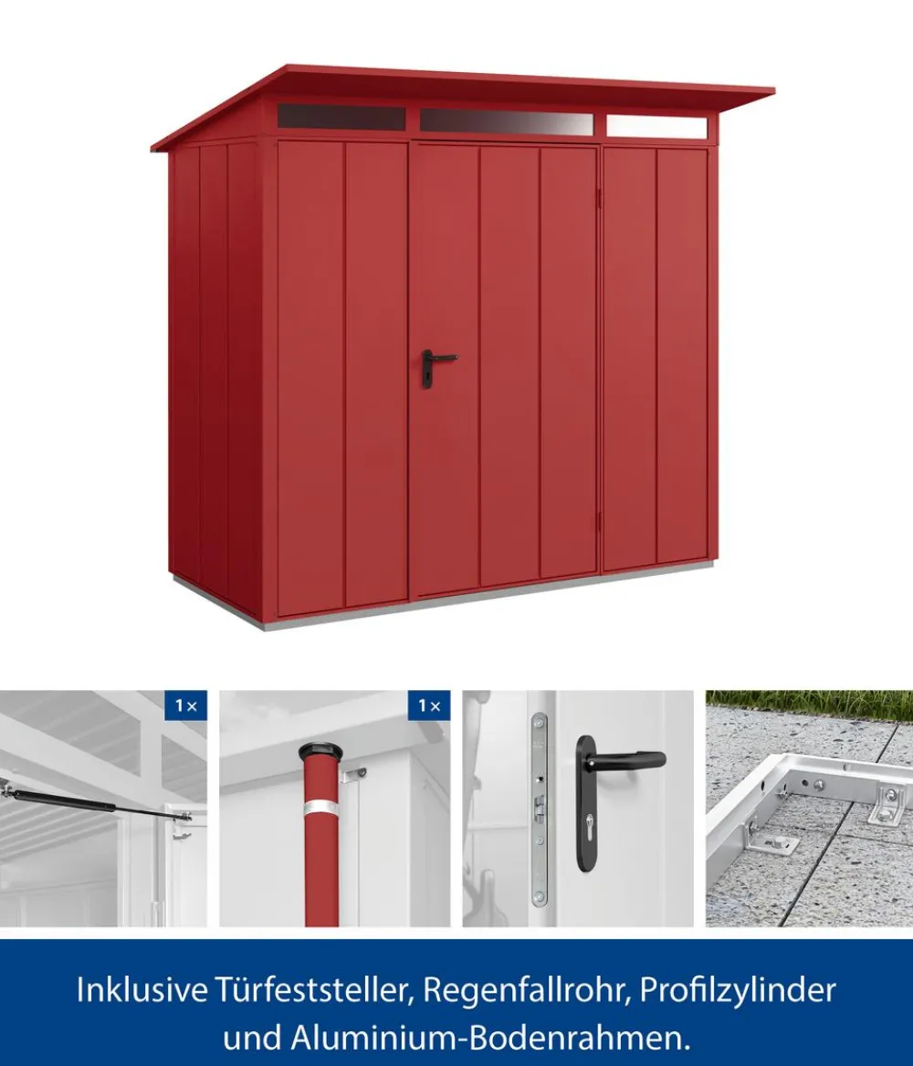 Hörmann Gartenhäuser & Gerätehäuser - Berry-Gerätehaus Modern-P Typ 1, ca. B247,9/H228,6/T153 cm Purpurrot