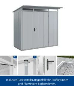 Hörmann Gartenhäuser & Gerätehäuser - Berry-Gerätehaus Modern-P Typ 1, ca. B247,9/H228,6/T153 cm Fenstergrau