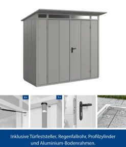 Hörmann Gartenhäuser & Gerätehäuser - Berry-Gerätehaus Modern-P Typ 1, ca. B247,9/H228,6/T153 cm Graualuminium