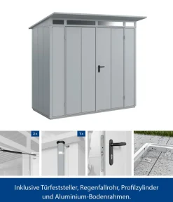 Hörmann Gartenhäuser & Gerätehäuser - Berry-Gerätehaus Modern-P Typ 1, ca. B247,9/H228,6/T153 cm Fenstergrau