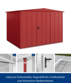 Hörmann Berry-Gerätehaus Modern-S Typ 3, ca. B323,6/H219,4/T247,7 cm Purpurrot Clearance