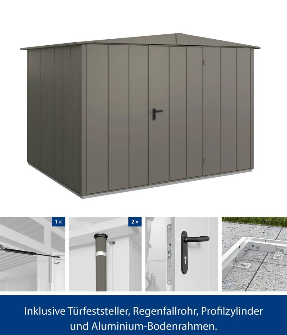 Hörmann Berry-Gerätehaus Modern-S Typ 3, ca. B323,6/H219,4/T247,7 cm Quarzgrau