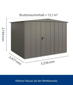 Hörmann Berry-Gerätehaus Modern-S Typ 3, ca. B323,6/H219,4/T247,7 cm Quarzgrau