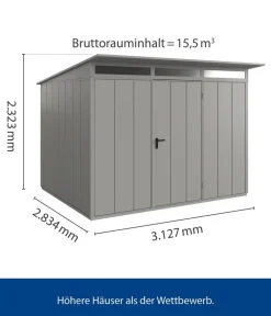 Hörmann Gartenhäuser & Gerätehäuser > Berry-Gerätehaus Modern-P Typ 3, ca. B312,7/H232,3/T283,4 cm